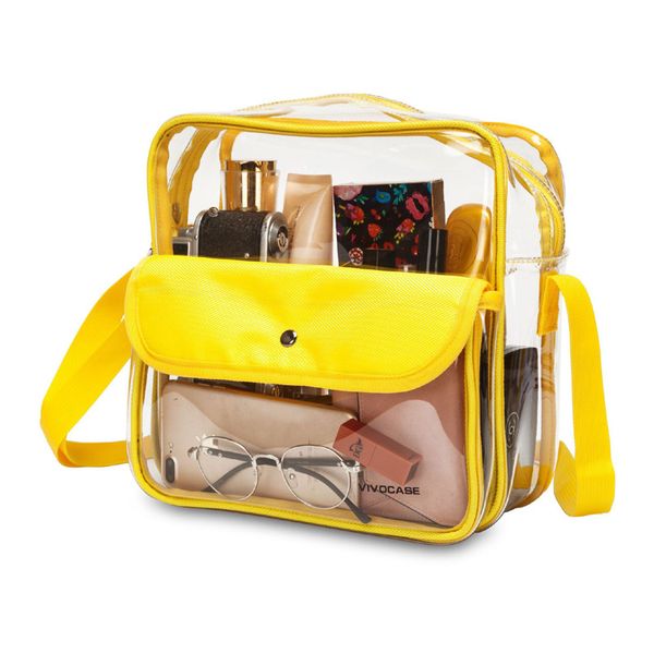 

3pcs messenger bags women pvc large capacity double pouch patchwork waterproof transparent cross shoulder bag