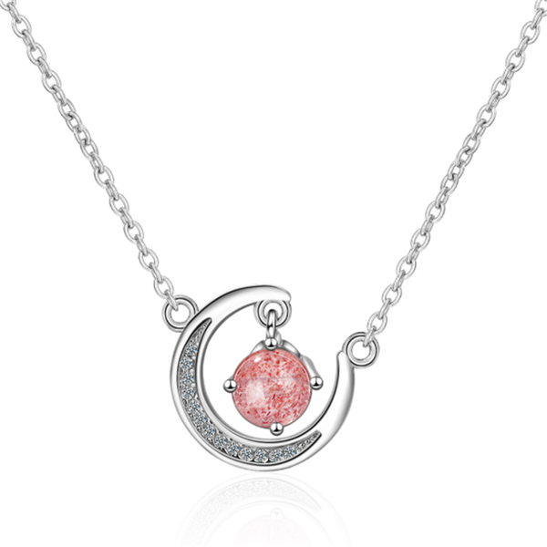 

pendant necklaces fresh and literary personality temperament wild two-color crystal moon short silver plated se030