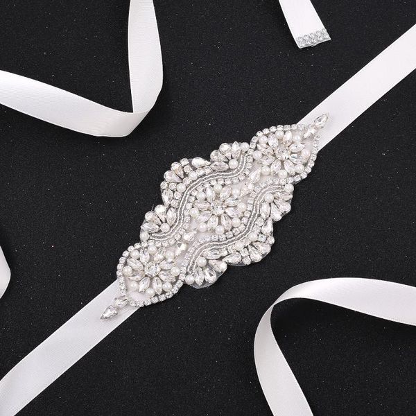 

wedding sashes sesthfar rhinestone bridal belt for silver india silk women girlfriend party shiny, White