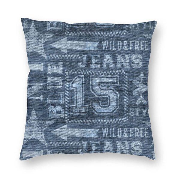 

cushion/decorative pillow blue jeans denim design with typo throw case home decor square texture graphic cushion cover 40x40 pillowcover for