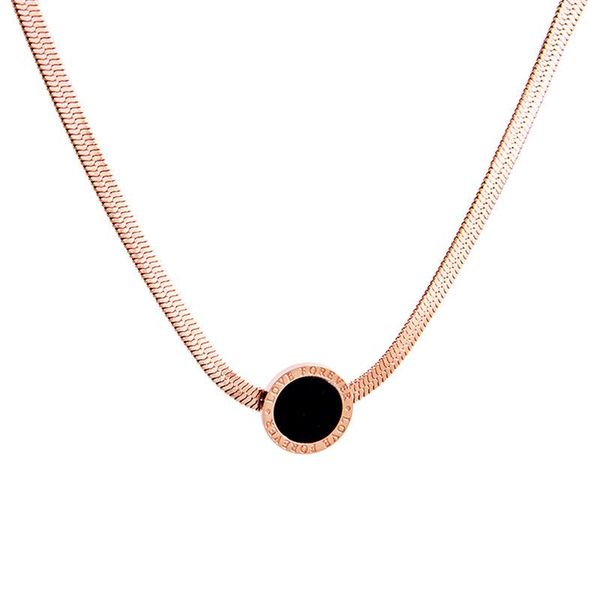 

pendant necklaces european and american titanium steel roman numerals necklace light luxury high-sense black round clavicle chain fashion je, Silver