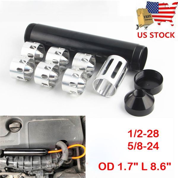 

l 8.6 " od 1.7" 5/8x24 1/2x28 aluminum car fuel filter solvent trap adapter napa wix single core