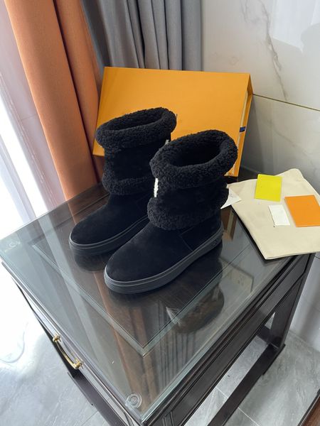 

boots women classic mini platform boot ultra matte fur snow boots suede wool blend comfort winter designer ankle booties 0702, Black