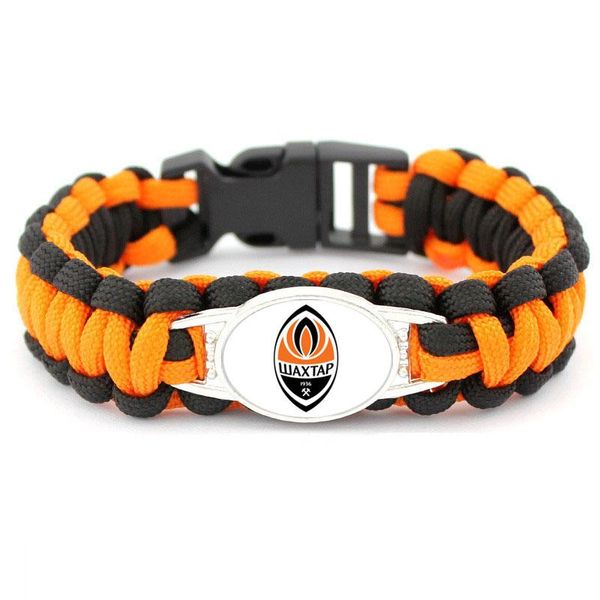 

charm bracelets fc shakhtar donetsk soccer diy charms paracord bracelet 550 rope survival braided escape drop, Golden;silver