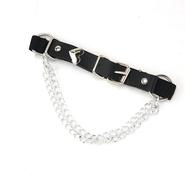 

belts est womens harness heart leg chain garter belt djustable pu leather loops thigh strap bondage cosplay accessory, Black;brown