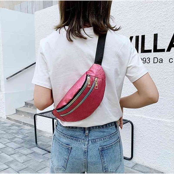 

holographic fanny pack women murse sequins bum bag travel shiny waist bags fashion girls ladys zipper hologram hip bags