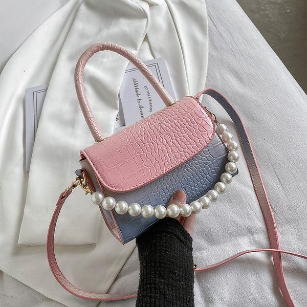 

women's beaded shoulder strap, pu leather gradual change stone design, strap handbag, 2021 cross body
