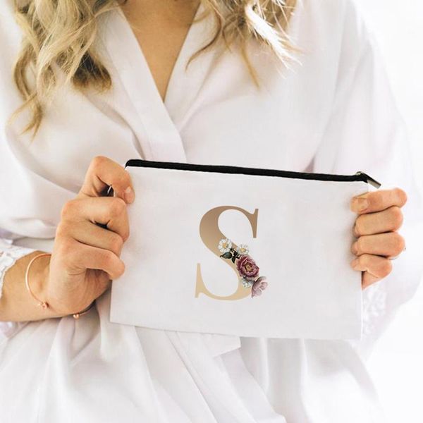 

cosmetic bags & cases flowers alphabet bag for makeup organizer mini kawaii pouch women woman storage make up