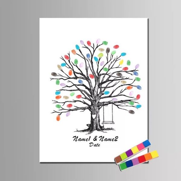

wedding guest book custom fingerprint signature diy name date baptism party birthday valentine anniversary baby shower gift other event & su