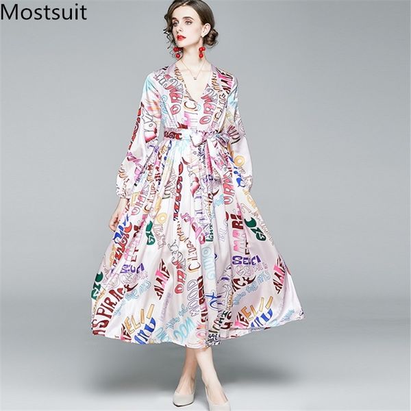 

pink runway printed long maxi dress with belt women sleeve v-neck pleated dresses elegant fashion ladies vestido femme 210518, Black;gray