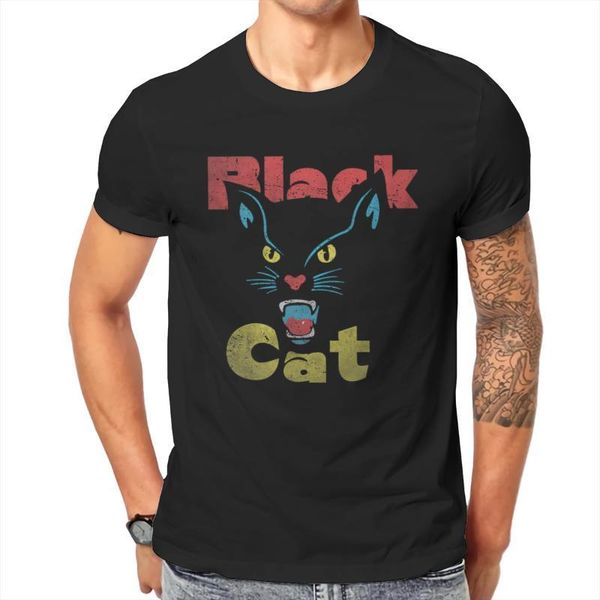 

men's t-shirts 2021 cat black retro print tee, White;black