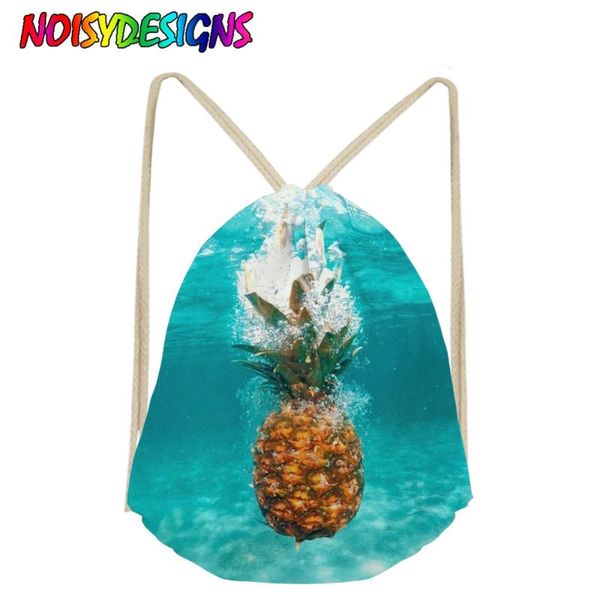

backpack noisydesigns pineapple and water printed drawstring bag girls kawaii female storage bags shoulder women's mochila