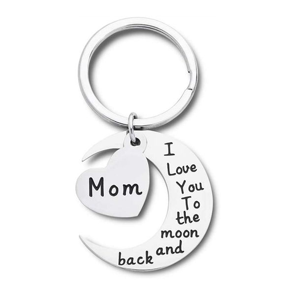 

10pieces/lot mothers day gift keychain for mother mum grandma her from daughter and son i love you to the moon and back key chain ring, Silver