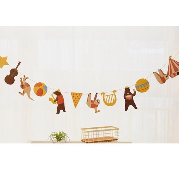 

party decoration kids happy birthday creatures banner baby shower favors forest animals bunting garland supplies
