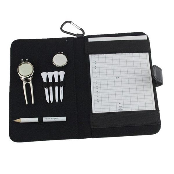 

score book high-end business gift set golf bag organizer pencil,score card,green fork cap clip and dowel bike lights