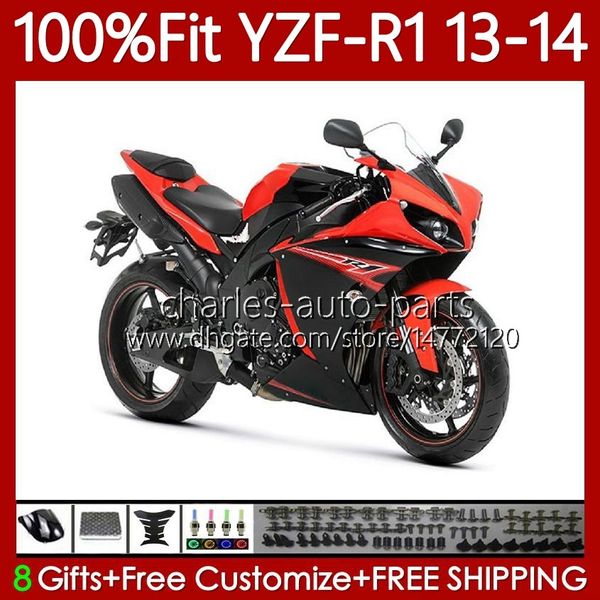 Fairings de OEM de 100% para Yamaha YZF-R1 YZF R1 1000 CC YZFR1 13 14 Moto Bodywork 94No.52 YZF R1 Vermelho Preto 1000CC YZF1000 2013 2014 YZF-1000 2013-2014 Bodos de Molde de Injeção