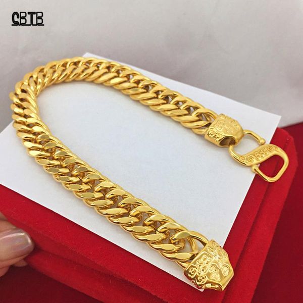 

link, chain men's gold bracelet width 12mm snake bone atmosphere luxury party simple fashion jewelry accessories gift wholesale, Black