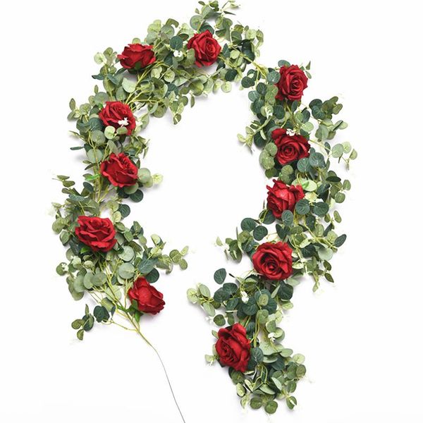 

decorative flowers & wreaths artificial silk roses vine flower wedding home wall decoration fake plastic hanging rose garland faux plants le