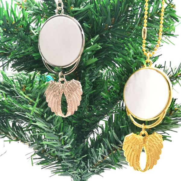

christmas tree decorations hangings sublimation blank white gold ornaments peandants diy heat transfer necklace car hanging decors