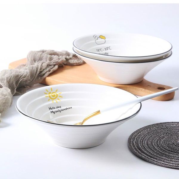 

bowls ramen bowl simple ceramic creative cute instant noodle household salad large soup dish & plate