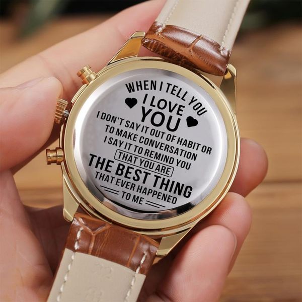 

wristwatches when i tell you love luxury waterproof engraved watches sport men military birthday anniversary gifts christmas, Slivery;brown