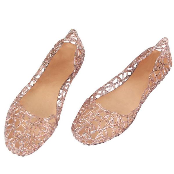 

women sandals flat breathable hollow out water proof jelly shoes fashion outdoor beach crystal bird nest, Black