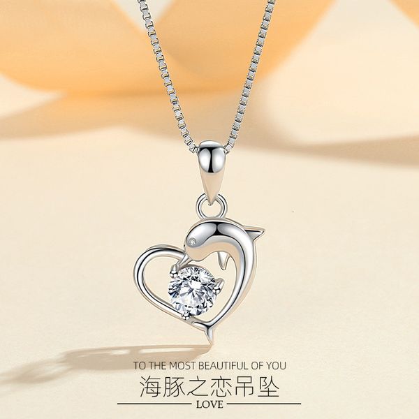 

jewelry highly quality women party wedding lovers giftsterling silver s925 dolphin pendant women's design fashion necklace friend gift