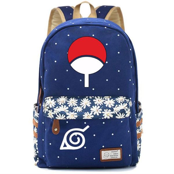 

backpack uzumaki naruto sasuke uchiha sharingan flower dot boy girl school bag women bagpack teenagers schoolbags canvas femme
