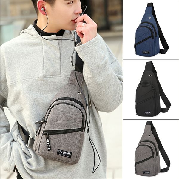 

men's shoulder bag sling chest pack canvas sports crossbody handbag usb charging