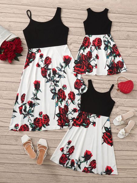 

toddler girls 1pc floral print colorblock dress she, Red;yellow