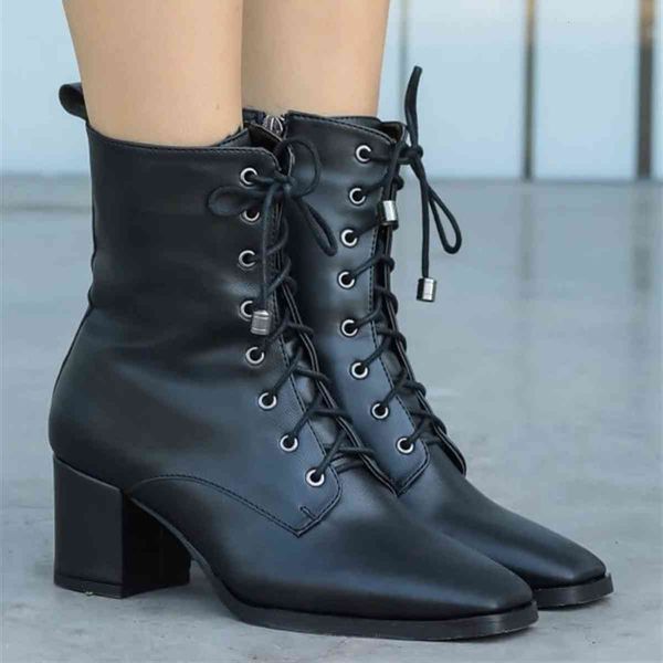 

boots brand bethany black brown white color 5cm heel ankle laced women 's boots