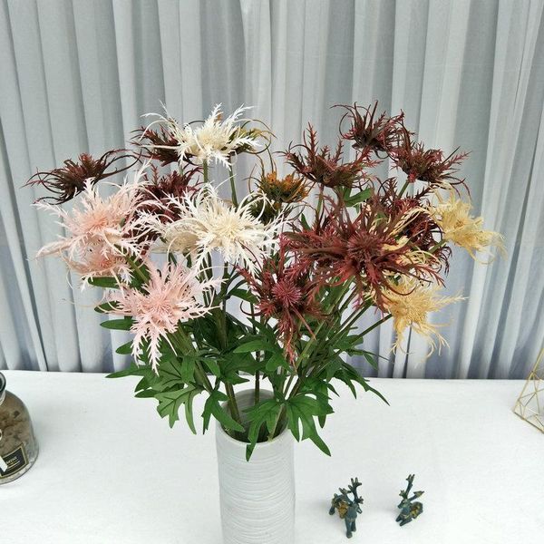 

flocked leucospermum artificial flowers for wedding decoration flores artificiales plastic fake flower plant fleur artifici decorative & wre