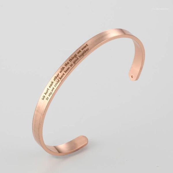 

bangle 316l stainless steel engraved positive inspirational quote cuff mantra bracelet for women gift1, Black