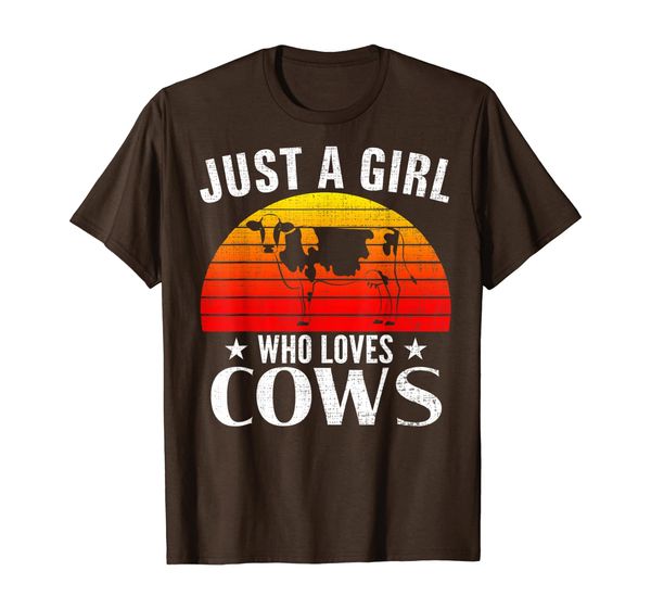 

retro just a girl who loves cows cow funny farmer women gift t-shirt, White;black