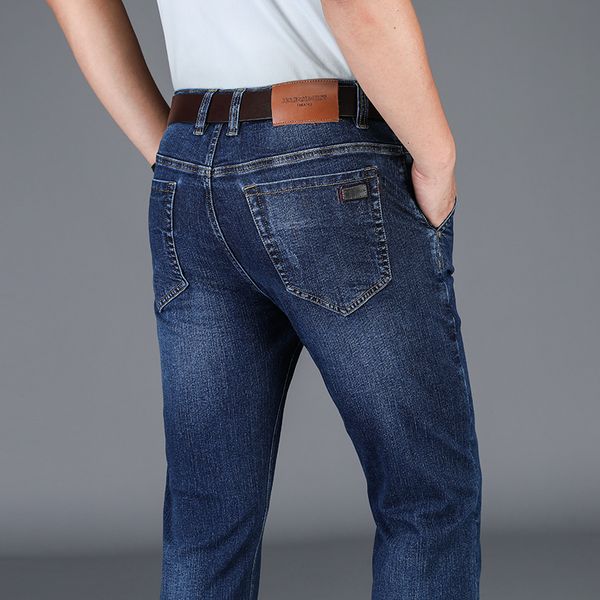 

a 293 pure cotton jeans men's spring and summer style fit straight young long trousers new men's cultivate one's morality pop, Blue