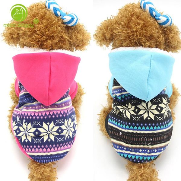 Cão vestuário chegada moda floco de neve padrão pet hoodie roupas outono inverno quente quente cachorrinho gato chihuahua casaco casaco 10e