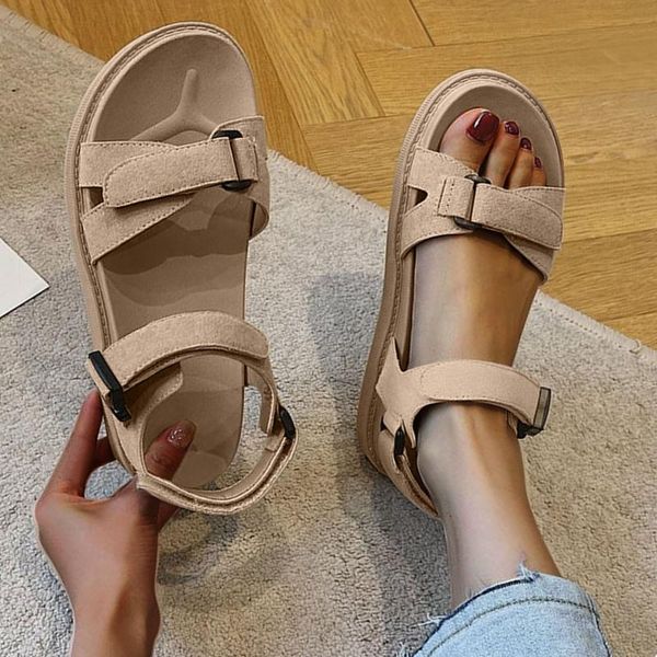 

sandals platform women 2021 summer casual shoes open toe flat large size ladies sandalias mujer, Black