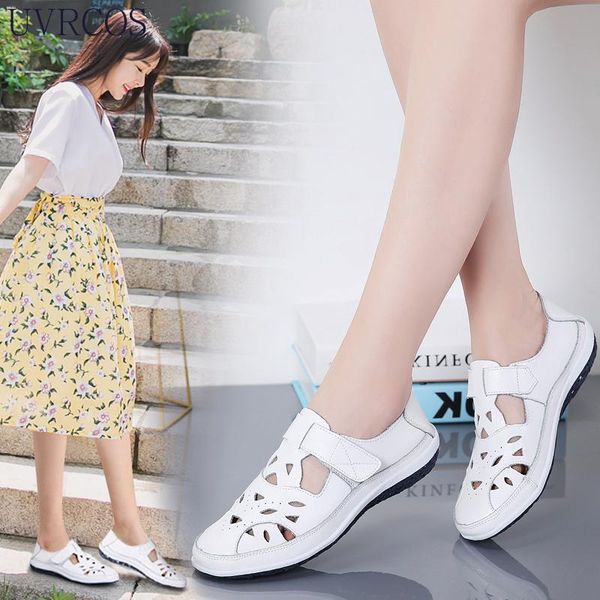 

all-match retro sandals ladies soft-soled beach slippersflat-bottomed hollow breathable and comfortable single shoes, Black