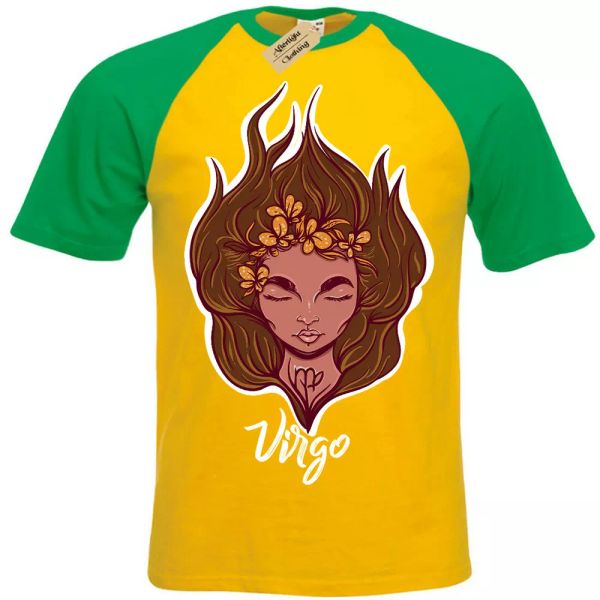 

virgo camiseta estrella letrero horÃ³scopo manga corta bÃ©isbol, White;black