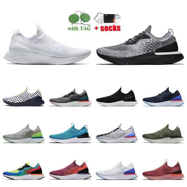 

fly knit mens women running shoes epic react v1 v2 og spots classic fusion silver grey triple black white pewter fashion