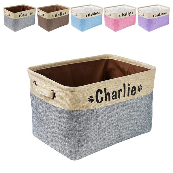 

dog apparel customized foldable pet toy storage box name printing canvas cat container bag for dogs cats