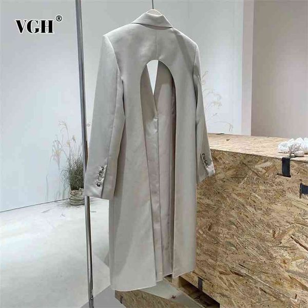 

solid elegant blazers for women lapel long sleeve back hollow out designer coats female spring clothing fashion 210531, White;black