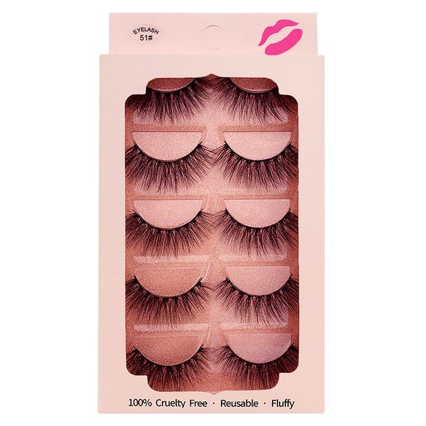 

5 pairs handmade eyelashes 3d soft mink hair false lashes natural long wispy makeup eye extension tools vendor