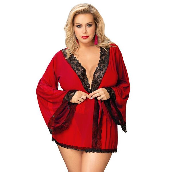 

women's sleepwear nightgown summer thin lace nightdress 2021 perspective passion temptation bandage, Black;red