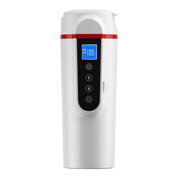 

420ml stainless steel car heating cup lcd display electric water portable temperature kettle coffee tea milk heated bottles