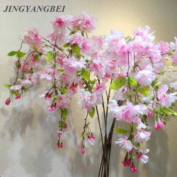

forks vertical silk cherry blossom bud pear artificial flower sakura bouquet wedding decoration diy trees wholesale decorative flowers & wre