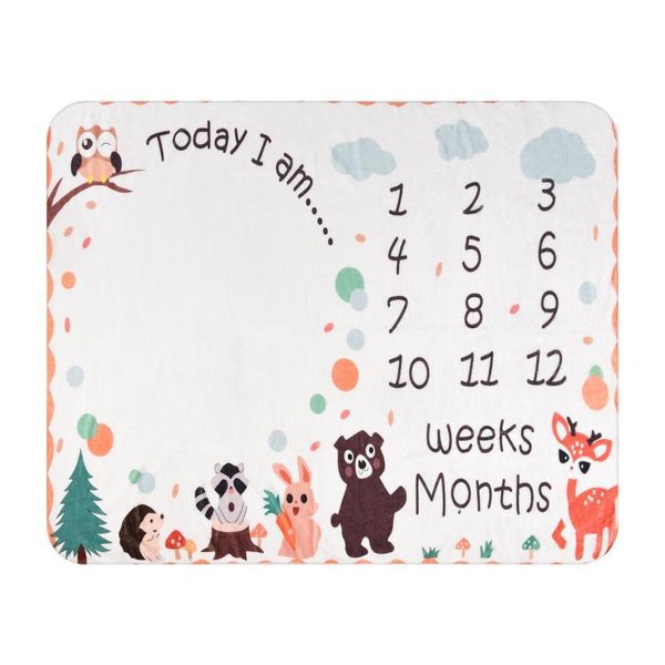 

blankets & swaddling baby monthly milestone blanket personalized wrinkle-soft flannel plant animal pattern pography backdrop