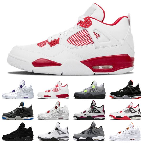 

2021 sports basketball shoes men 4s 4 original oreo pure money comfortable grey royalty university red union lemon thunder mens running