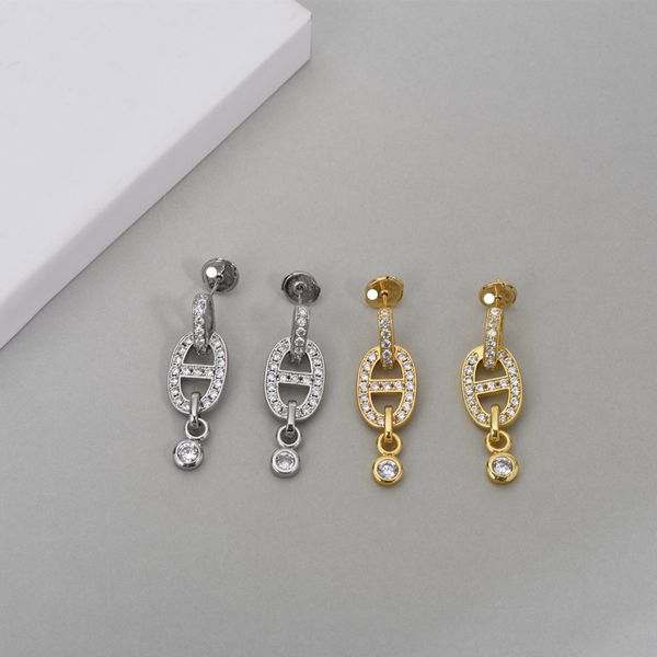 

stone earrings for lady woman fashion design ear studs womens party gift eardrop with stamps, Silver