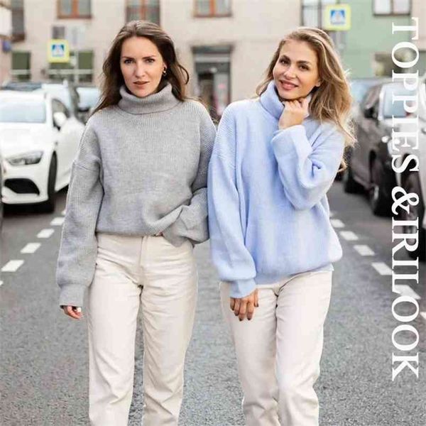 

winter women sweater oversize turtleneck solid color knitted jumper fall clothings 210421, White;black